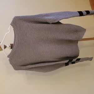 Gray sweater with black stripes